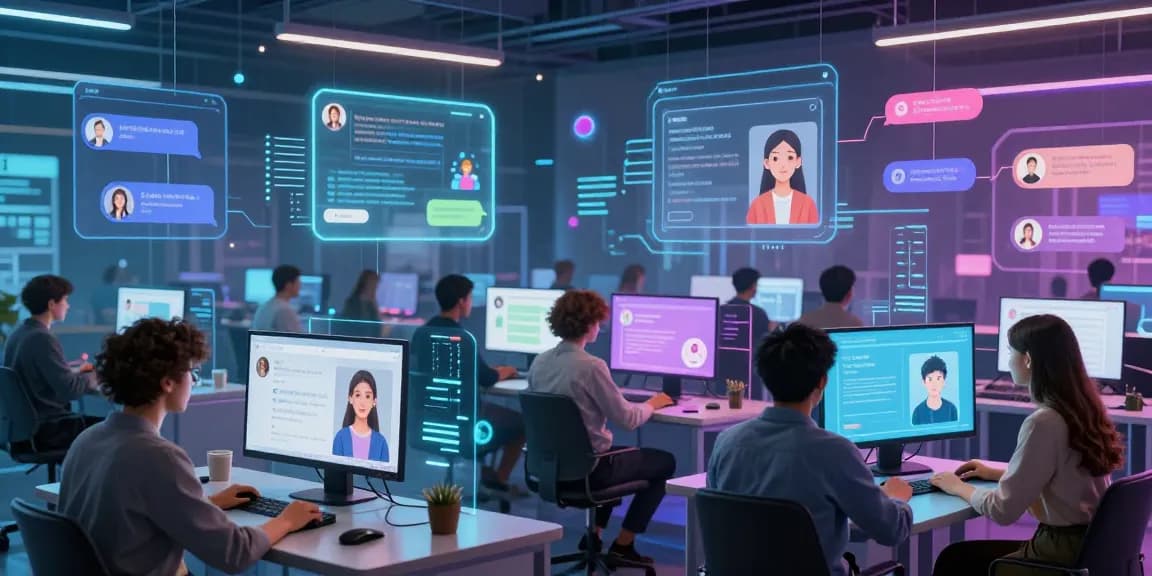 Engaging interaction in a spicy chat AI virtual environment showcasing diverse users and avatars.