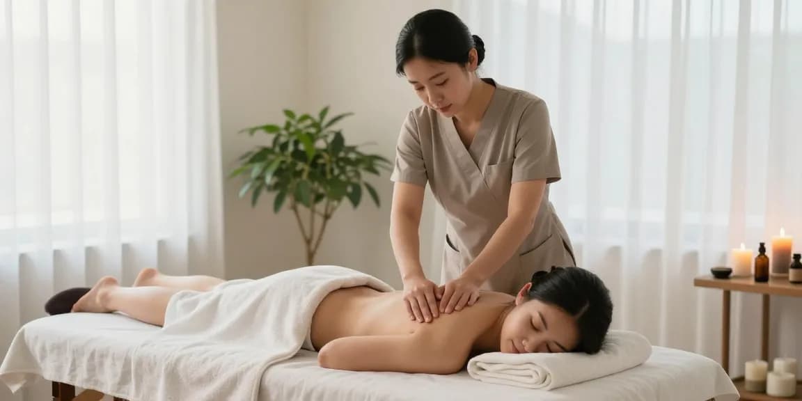 Relaxing massage therapy session in Suwon, showcasing a tranquil spa environment for 수원출장안마.