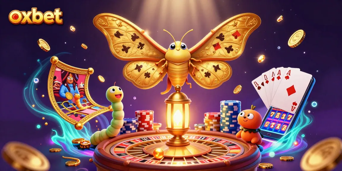 Experience the thrill of oxbet with vibrant casino scenes and golden elements.