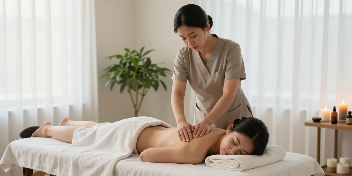 Relaxing massage therapy session in Suwon, showcasing a tranquil spa environment for 수원출장안마.