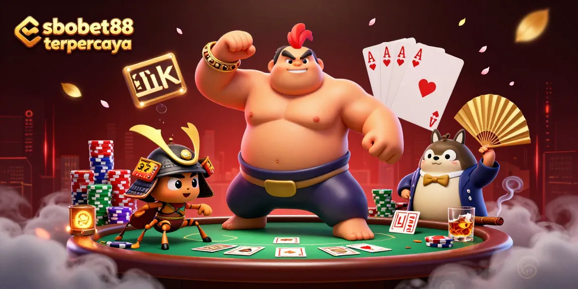 Experience thrilling action with sbobet88 terpercaya in a vibrant casino scene featuring unique characters.