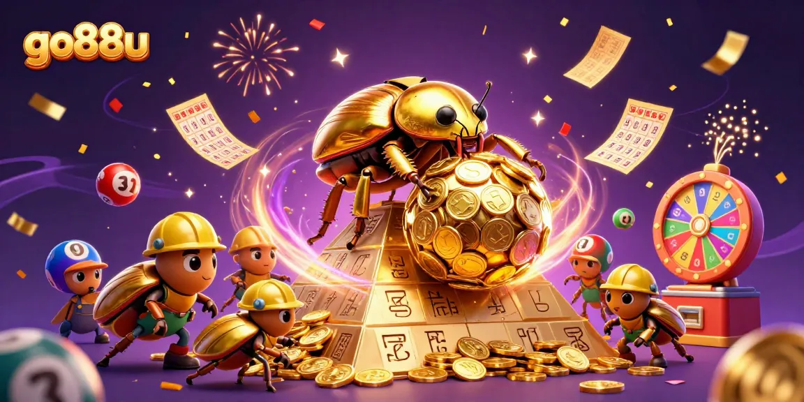 Catch the excitement with go88u as golden beetles roll fortunes at an online casino pyramid.